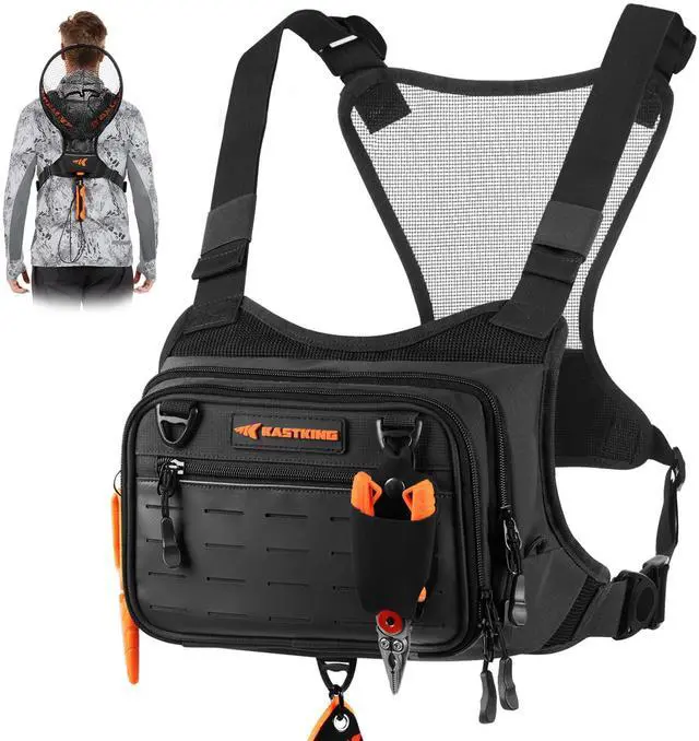 Main image of Bait Boss Water-Resistant Fishing Chest Pack With EVA Zip-Down Workstation, MOLLE Storage, Adjustable Chest Straps