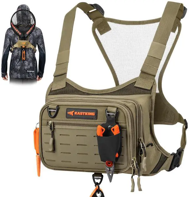 Main image of Bait Boss Water-Resistant Fishing Chest Pack With EVA Zip-Down Workstation, MOLLE Storage, Adjustable Chest Straps