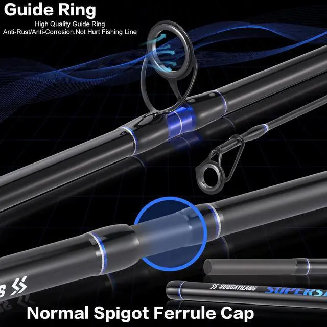 Alt view image 6 of 7 - Surf Fishing Rod and Reel Combo, 4 Piece MH/H Saltwater Fishing Combo with 5000 Size Spinning Reel(12'/15')