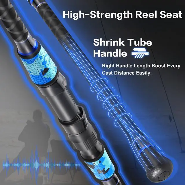 Alt view image 7 of 7 - Surf Fishing Rod and Reel Combo, 4 Piece MH/H Saltwater Fishing Combo with 5000 Size Spinning Reel(12'/15')