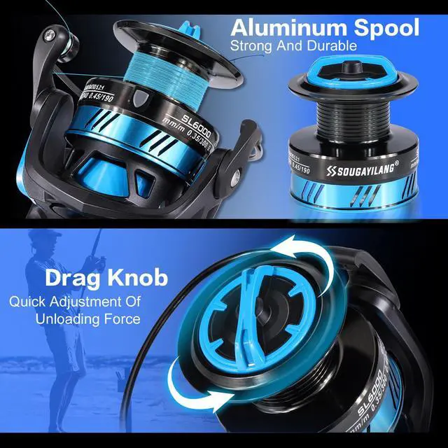 Alt view image 3 of 7 - Surf Fishing Rod and Reel Combo, 4 Piece MH/H Saltwater Fishing Combo with 5000 Size Spinning Reel(12'/15')