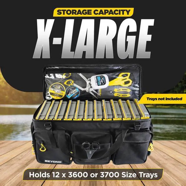 Alt view image 4 of 7 - Beyond Fishing Hauler Tackle Bags - Water Resistant With Hard Molded Bottom - Perfect for Fresh Water & Salt Water Fishing Tackle Storage - Holds Tackle Boxes and Fishing Gear
