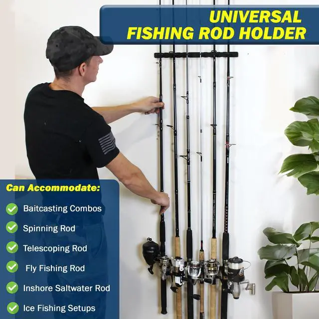 Alt view image 4 of 7 - Set of 4 Adaptable 6, 12, 18, or 24-Rod Horizontal Wall-Mount Fishing Pole Holders, Ceiling or Wall Fishing Rod Racks for Garage, Fits Most 0.12" to 0.75" Diameter Rods