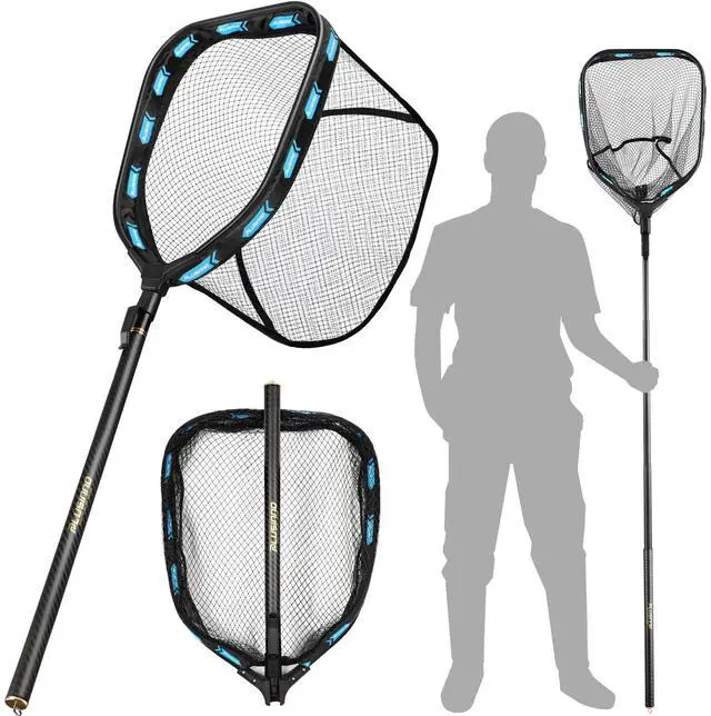 Main image of Floating Fishing Net with Telescoping Handle, Carbon Fiber Ultralight Long Fish Net, Collapsible Landing Net 6.56/7.86Ft, Fishing Gear Kayak Accessories for Bass Trout Salmon