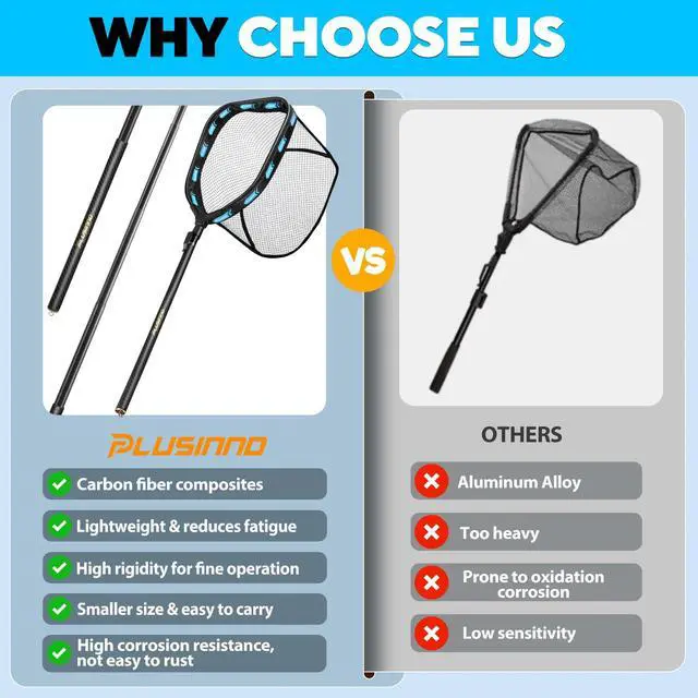 Alt view image 5 of 7 - Floating Fishing Net with Telescoping Handle, Carbon Fiber Ultralight Long Fish Net, Collapsible Landing Net 6.56/7.86Ft, Fishing Gear Kayak Accessories for Bass Trout Salmon