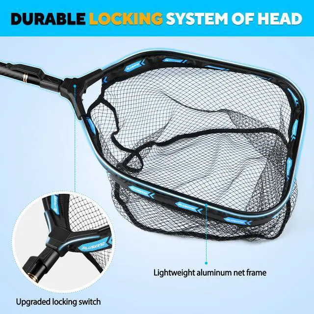 Alt view image 7 of 7 - Floating Fishing Net with Telescoping Handle, Carbon Fiber Ultralight Long Fish Net, Collapsible Landing Net 6.56/7.86Ft, Fishing Gear Kayak Accessories for Bass Trout Salmon