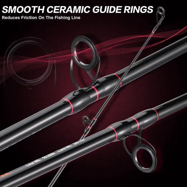 Alt view image 3 of 7 - Surf Fishing Rod and Reel Combo, 4 Piece MH/H Saltwater Fishing Combo with 5000 Size Spinning Reel(12'/15')