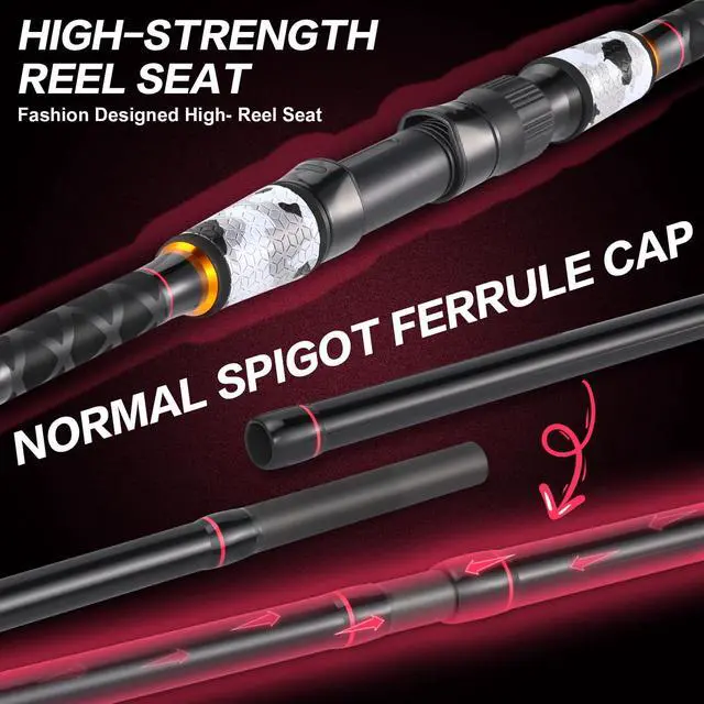 Alt view image 7 of 7 - Surf Fishing Rod and Reel Combo, 4 Piece MH/H Saltwater Fishing Combo with 5000 Size Spinning Reel(12'/15')