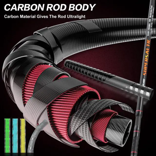 Alt view image 4 of 7 - Surf Fishing Rod and Reel Combo, 4 Piece MH/H Saltwater Fishing Combo with 5000 Size Spinning Reel(12'/15')