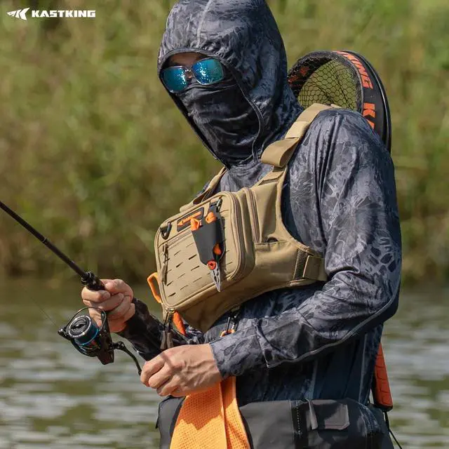 Alt view image 7 of 7 - Bait Boss Water-Resistant Fishing Chest Pack With EVA Zip-Down Workstation, MOLLE Storage, Adjustable Chest Straps
