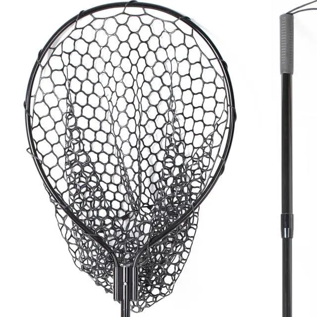 Alt view image 7 of 7 - High Strength Large Landing Net - Rubber Fishing Net with Long Telescoping Handle & Soft Rubber Netting, Landing Nets for Fishing, Ideal for Boat, Pier, River Angling