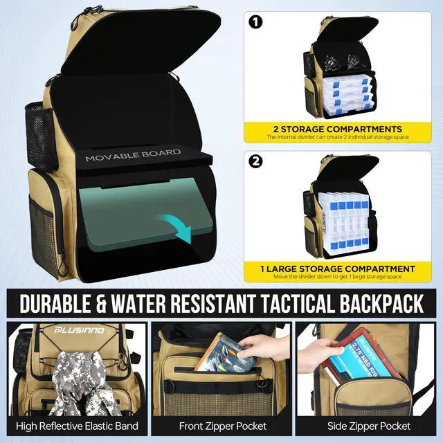 Alt view image 6 of 7 - Cooler Fishing Backpack with Rod Holders 45L Large Water-resistant Fishing Tackle bag Store Fishing Gear Fishing Gifts for Men Father