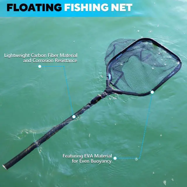Alt view image 3 of 7 - Floating Fishing Net with Telescoping Handle, Carbon Fiber Ultralight Long Fish Net, Collapsible Landing Net 6.56/7.86Ft, Fishing Gear Kayak Accessories for Bass Trout Salmon