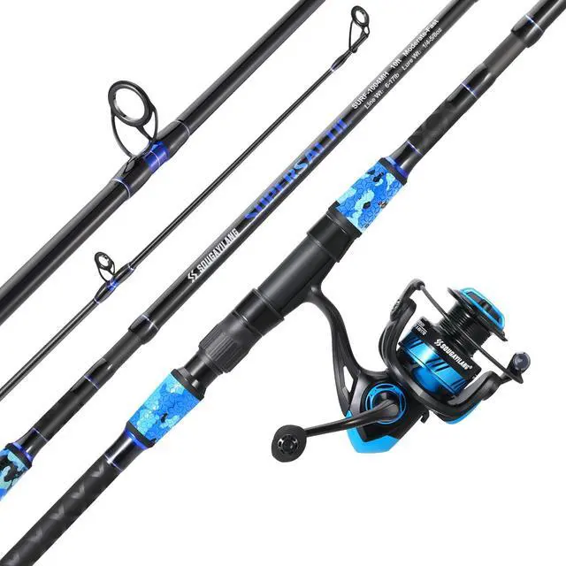 Alt view image 2 of 7 - Surf Fishing Rod and Reel Combo, 4 Piece MH/H Saltwater Fishing Combo with 5000 Size Spinning Reel(12'/15')