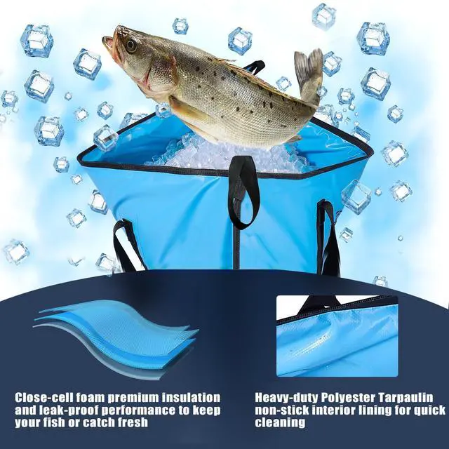 Alt view image 4 of 7 - Insulated Fish Cooler Bag Portable Fish Kill Bag Keep Ice-cold More Than 48 Hours