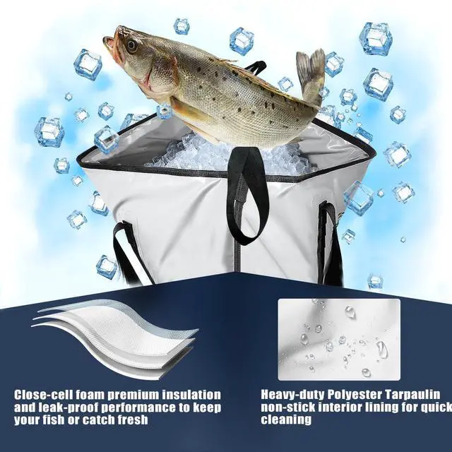 Alt view image 3 of 7 - Insulated Fish Cooler Bag Portable Fish Kill Bag Keep Ice-cold More Than 48 Hours