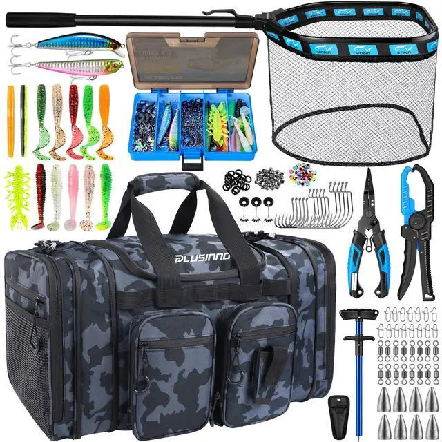 Main image of Tackle Bag - Expandable Fishing Bag with fishing net for Saltwater & Freshwater - Water Resistant Fishing Gear Shoulder Bag For Men