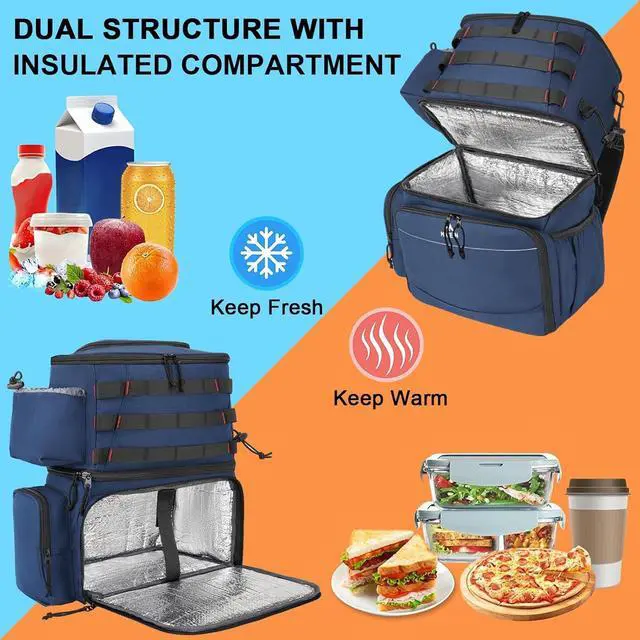 Alt view image 3 of 7 - Fishing Backpack, Tackle Storage Bag with Rod Holders & Cooler | Water Resistant Fishing Bag Fits 4 3600 Trays, Large Wide Open Tackle Box Backpack, Gifts for Fishermen