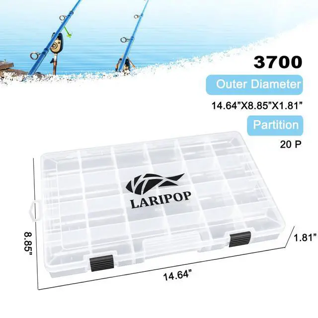 Alt view image 3 of 7 - 4-Pack 3700 Fishing Tackle Boxes, Clear Plastic Storage Trays with Adjustable Dividers, Organizer for Lures, Hooks, Sinkers, Jigs & Fishing Accessories