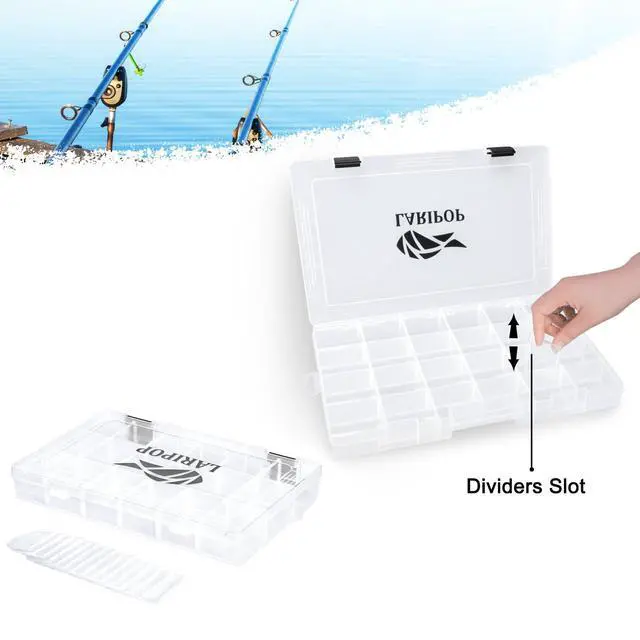 Alt view image 4 of 7 - 4-Pack 3700 Fishing Tackle Boxes, Clear Plastic Storage Trays with Adjustable Dividers, Organizer for Lures, Hooks, Sinkers, Jigs & Fishing Accessories