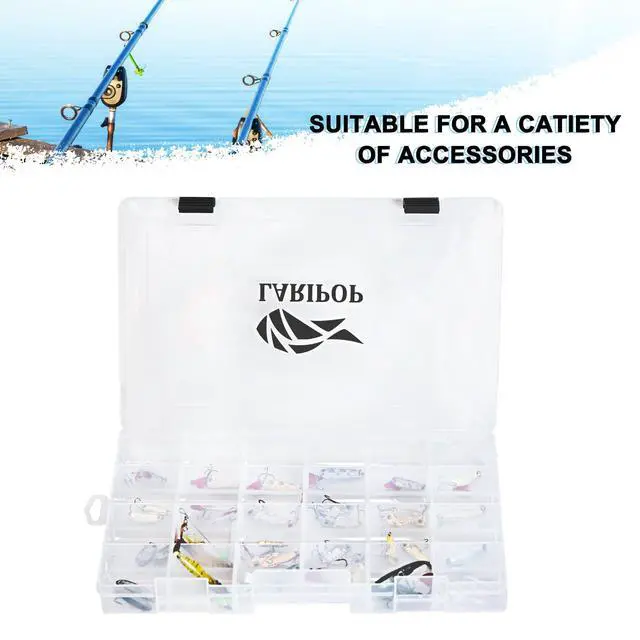Alt view image 6 of 7 - 4-Pack 3700 Fishing Tackle Boxes, Clear Plastic Storage Trays with Adjustable Dividers, Organizer for Lures, Hooks, Sinkers, Jigs & Fishing Accessories