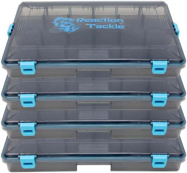 Main image of Standard Tackle Trays, Plastic Tackle Box Organizers with Four Secure Latches, Removable Dividers and Semi Transparent Lid for Fishing Storage - 3700 (4-Pack)
