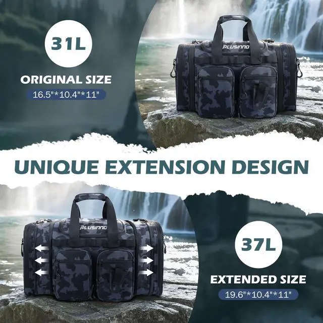 Alt view image 6 of 7 - Tackle Bag - Expandable Fishing Bag with fishing tools for Saltwater & Freshwater - Water Resistant Fishing Gear Shoulder Bag For Men, All-purpose Carrying Bags for Outdoors