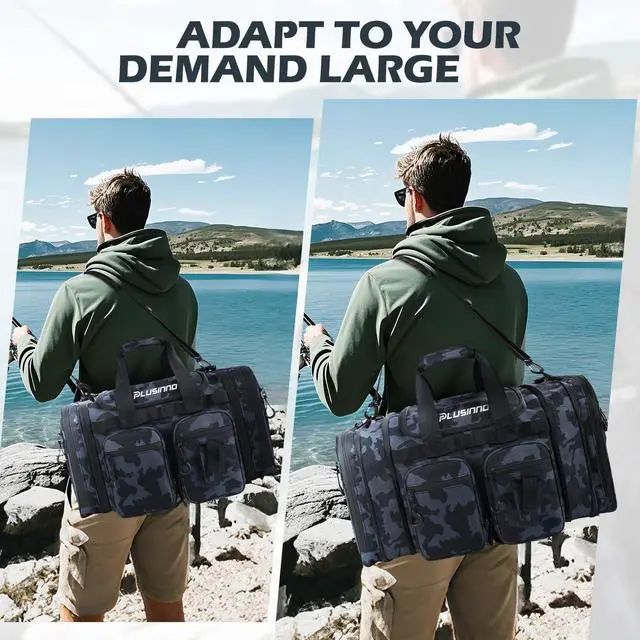 Alt view image 2 of 7 - Tackle Bag - Expandable Fishing Bag with fishing tools for Saltwater & Freshwater - Water Resistant Fishing Gear Shoulder Bag For Men, All-purpose Carrying Bags for Outdoors