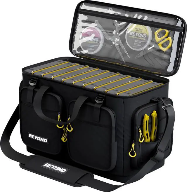 Main image of Beyond Fishing Hauler Tackle Bags - Water Resistant With Hard Molded Bottom - Perfect for Fresh Water & Salt Water Fishing Tackle Storage - Holds Tackle Boxes and Fishing Gear