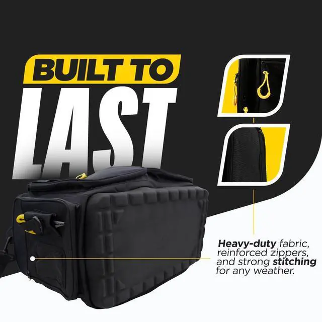 Alt view image 6 of 7 - Beyond Fishing Hauler Tackle Bags - Water Resistant With Hard Molded Bottom - Perfect for Fresh Water & Salt Water Fishing Tackle Storage - Holds Tackle Boxes and Fishing Gear