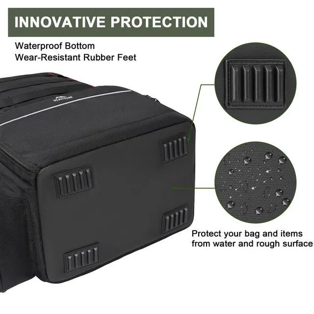 Alt view image 6 of 7 - Fishing Backpack, Tackle Storage Bag with Rod Holders & Cooler | Water Resistant Fishing Bag Fits 4 3600 Trays, Large Wide Open Tackle Box Backpack, Gifts for Fishermen