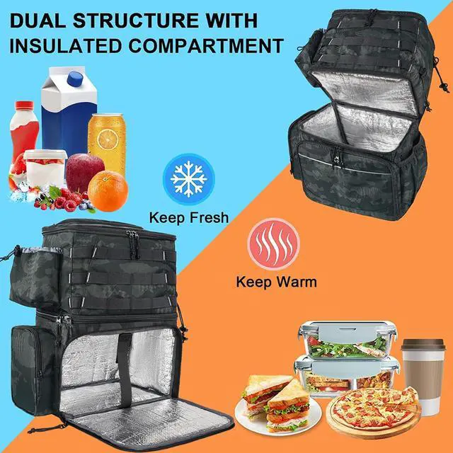 Alt view image 3 of 7 - Fishing Backpack, Tackle Storage Bag with Rod Holders & Cooler | Water Resistant Fishing Bag Fits 4 3600 Trays, Large Wide Open Tackle Box Backpack, Gifts for Fishermen