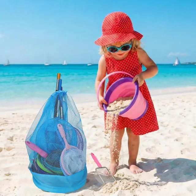 Alt view image 7 of 7 - 2 Pack Telescopic Kids Fishing Net with Handle, 2 Collapsible Bucket Sand Pail, Stainless Steel Foldable Fishing Net Small Fishing Butterfly Bug Net Beach Shovel with Storage Bag