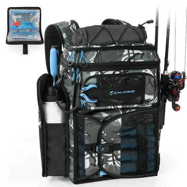 Main image of GearMaster Tackle Backpack with Bait Binder, Large Lightweight Water-Resistant Fishing Bag, Rod Holders, Food Storage