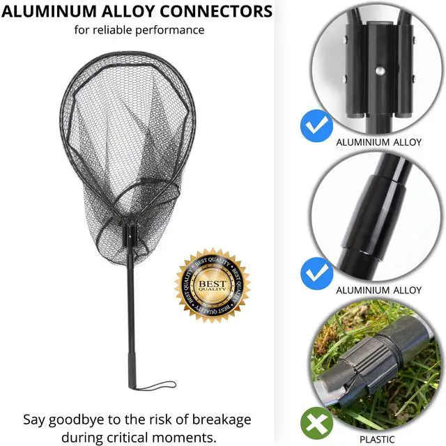 Alt view image 2 of 6 - High Strength Large Landing Net - Rubber Fishing Net with Long Telescoping Handle & Soft Rubber Netting, Landing Nets for Fishing, Ideal for Boat, Pier, River Angling