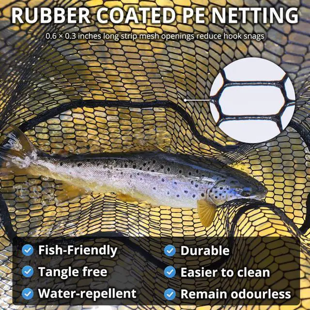 Alt view image 4 of 6 - High Strength Large Landing Net - Rubber Fishing Net with Long Telescoping Handle & Soft Rubber Netting, Landing Nets for Fishing, Ideal for Boat, Pier, River Angling