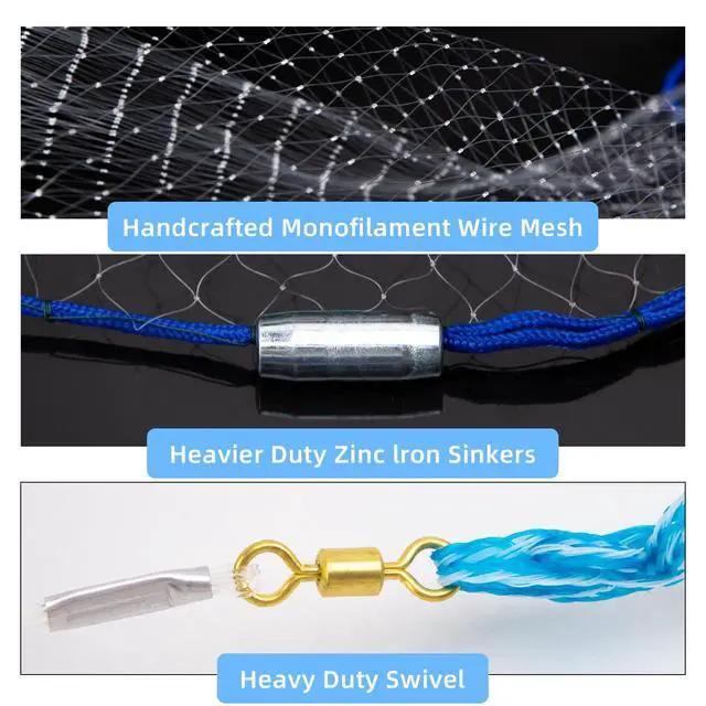 Alt view image 2 of 6 - Cast Net for Bait Trap Fish,1/2 Inch Mesh Size