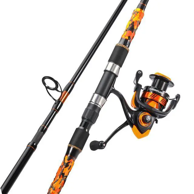 Alt view image 2 of 7 - 3 Piece Surf Fishing Rod Combo Medium/Heavy Travel Spinning Rod with 4000/5000 Size Reel Baitfeeder Combo(9'/10'/11'12')