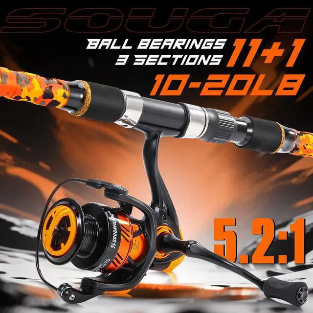 Alt view image 7 of 7 - 3 Piece Surf Fishing Rod Combo Medium/Heavy Travel Spinning Rod with 4000/5000 Size Reel Baitfeeder Combo(9'/10'/11'12')