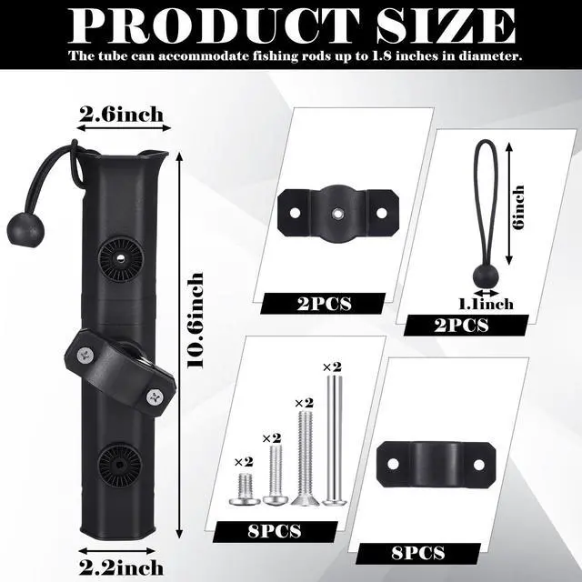 Alt view image 2 of 6 - Fishing Rod Holder for Bike Rack Pole Mount Rotatable Fishing Chair Pole Holders with Clamp for Boat Bicycle Motorcycle Kayak Cart