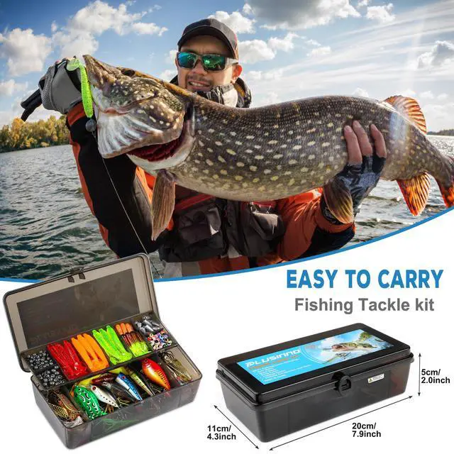 Alt view image 6 of 7 - Fishing Lures Fishing Tackle Box Fishing Gifts for Men, Bass, Trout Fishing Accessories Kit for Saltwater & Freshwater Fishing Gear Including Topwater Lures, Hooks, Spinnerbaits
