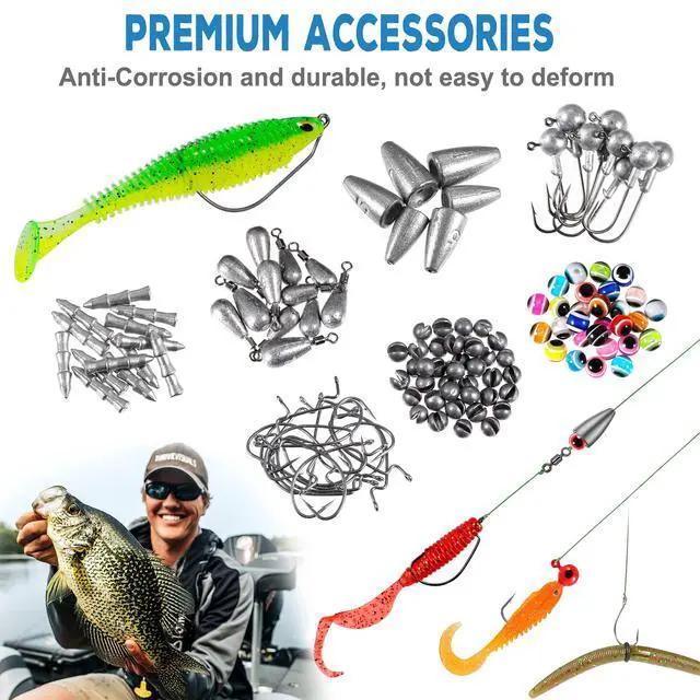Alt view image 5 of 7 - Fishing Lures Fishing Tackle Box Fishing Gifts for Men, Bass, Trout Fishing Accessories Kit for Saltwater & Freshwater Fishing Gear Including Topwater Lures, Hooks, Spinnerbaits