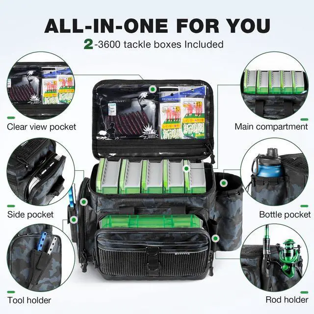 Alt view image 2 of 7 - Fishing Tackle Bag 3600 and 3700 Tackle Trays Lure Box Waterproof Tackle Box Organizer Removable Dividers for Lures Storage