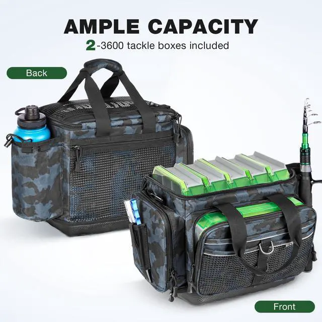 Alt view image 3 of 7 - Fishing Tackle Bag 3600 and 3700 Tackle Trays Lure Box Waterproof Tackle Box Organizer Removable Dividers for Lures Storage