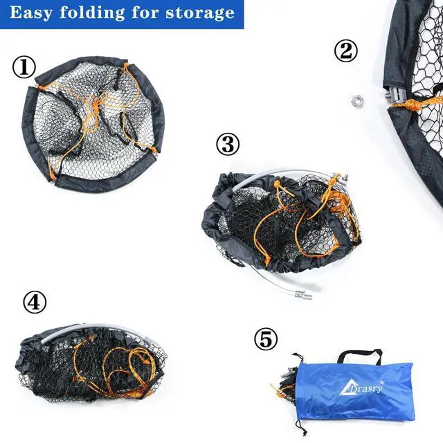 Alt view image 5 of 6 - Foldable Bridge and Pier Fishing Landing Net - High Load-Bearing Aluminum Ring Drop Net for Saltwater Freshwater - Collapsible Basket With 49.2 FT Rope
