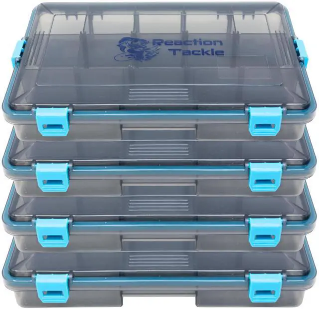Main image of Standard Tackle Trays, Plastic Tackle Box Organizers with Four Secure Latches, Removable Dividers and Semi Transparent Lid for Fishing Storage - 3600 (4-Pack)