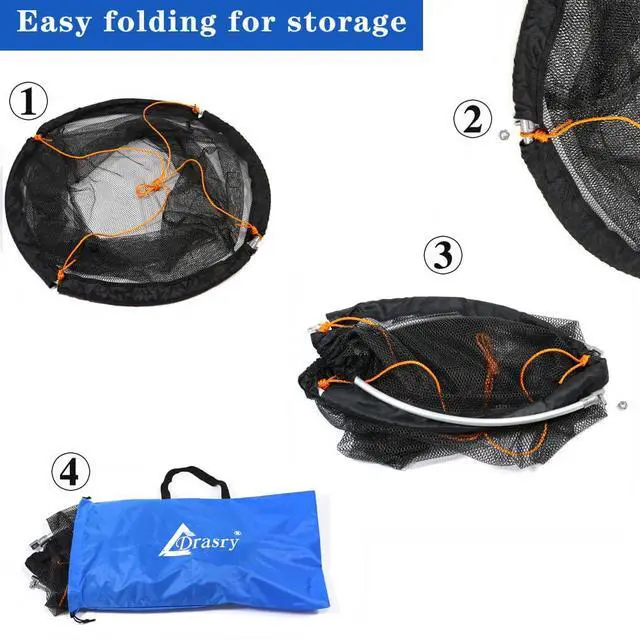 Alt view image 5 of 6 - Foldable Bridge and Pier Fishing Landing Net - High Load-Bearing Aluminum Ring Drop Net for Saltwater Freshwater - Collapsible Basket With 49.2 FT Rope