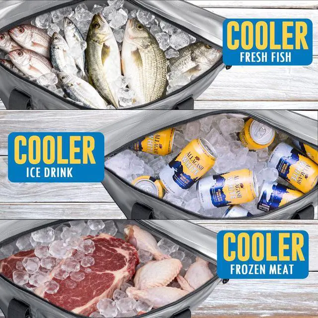 Alt view image 5 of 7 - Insulated Fish Cooler Bag, 25x17.5in Portable Soft Cooler Bag for Caught Fish, Travel, Beach, Camping, Picnic, Lunch, Fishing, 24HR Cold Retention