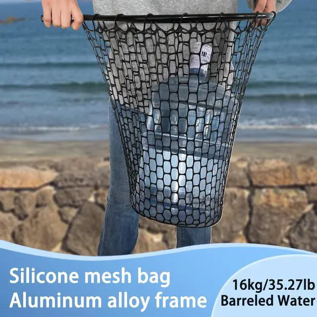 Alt view image 7 of 7 - Telescoping Rubber Fishing Net with Handle 64"/46 Long Silicone Large Fish Landing Net Kayak/Fishpond/Saltwater Extendable Fishing Gear Accessories