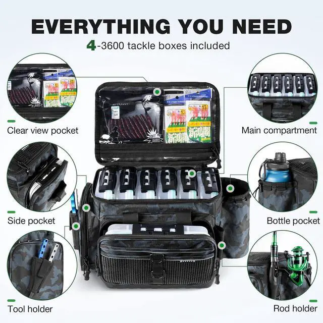 Alt view image 2 of 7 - Fishing Tackle Box, Waterproof 3600 and 3700 Tackle Trays, Plastic Tackle Box Organizer with Removable Dividers Storage Lure Box for Lures 1 and 4 Pack (Fishing Tackle Bags)